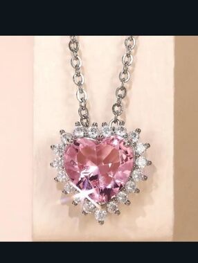 New Pink Sapphire Heart Pendant Necklace